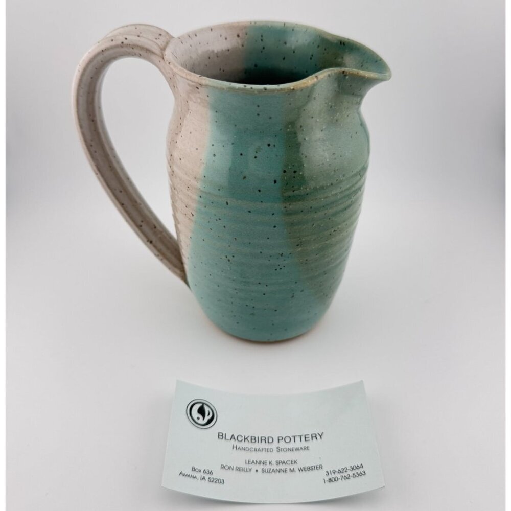 Blackbird Pottery Pitcher Hand Made in Iowa Midwest Stoneware Creamer